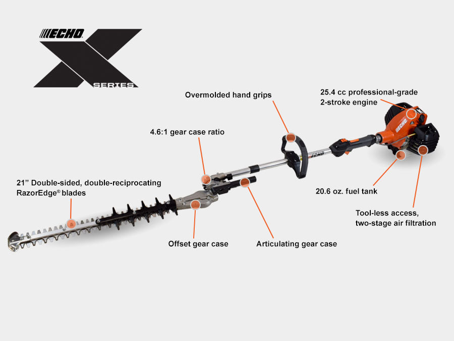 ECHO HCA-2620 X-SERIES PROFESIONAL ARTICULATING SHAFTED HEDGE TRIMMER