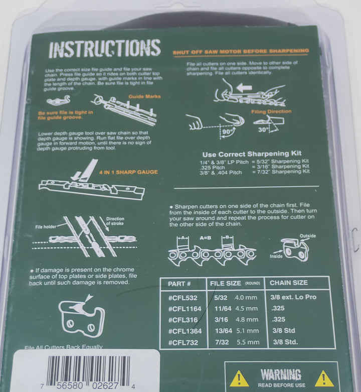 FORESTER CHAINSAW SHARPENING TOOL KIT 3/8 CHAIN 7/32 FILES