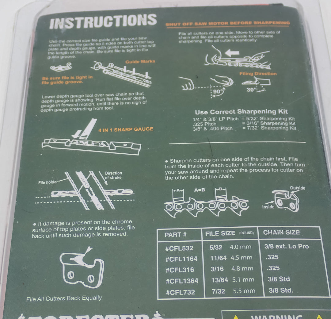 FORESTER DELUXE CHAINSAW SHARPENING TOOL KIT .325 CHAIN 3/16 FILES