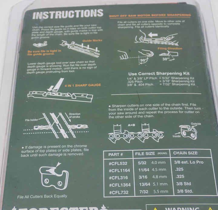 FORESTER DELUXE CHAINSAW SHARPENING TOOL KIT .325 CHAIN 3/16 FILES