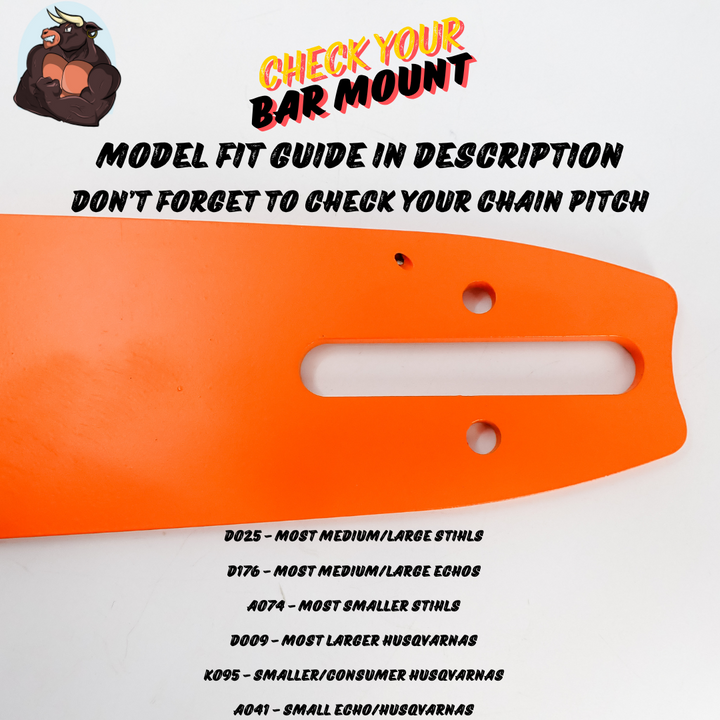 THE DUKE'S BAR AND 4 CHAIN COMBO FITS STIHL 3005 A074 MOUNT 14" 3/8LP .043 50DL