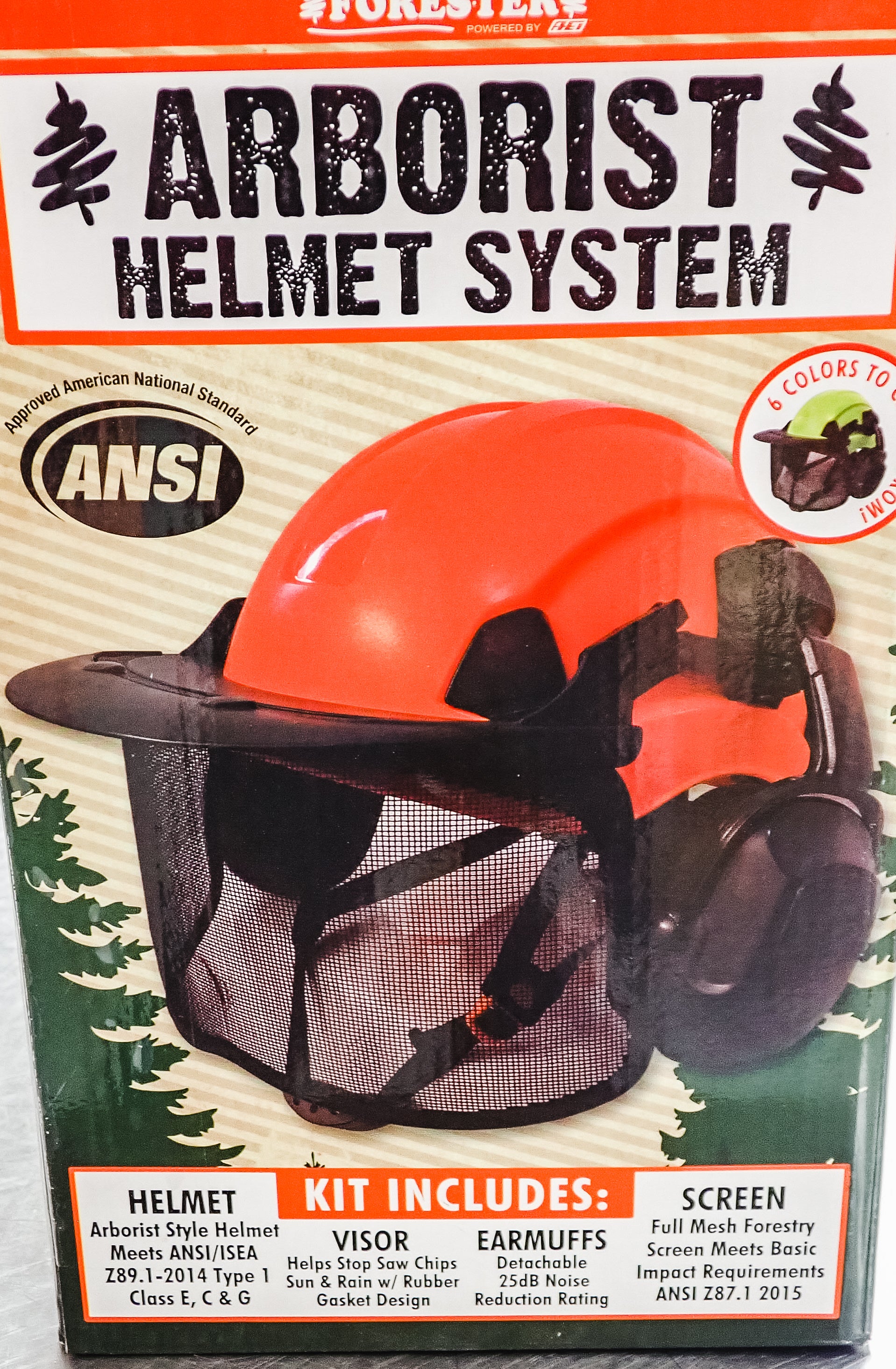 FORESTER ARBORIST HELMET SYSTEM WITH HEARING AND FACE PROTECTION ORANG  Saw Salvage